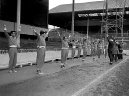 Benfica players warm up before EC game v Spurs 1962