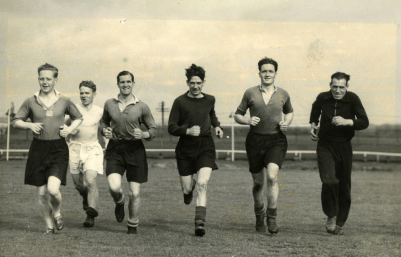 Albion Rovers players in training, 1948