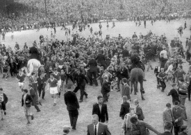 Third Lanark v Rangers pitch invasion 1950s